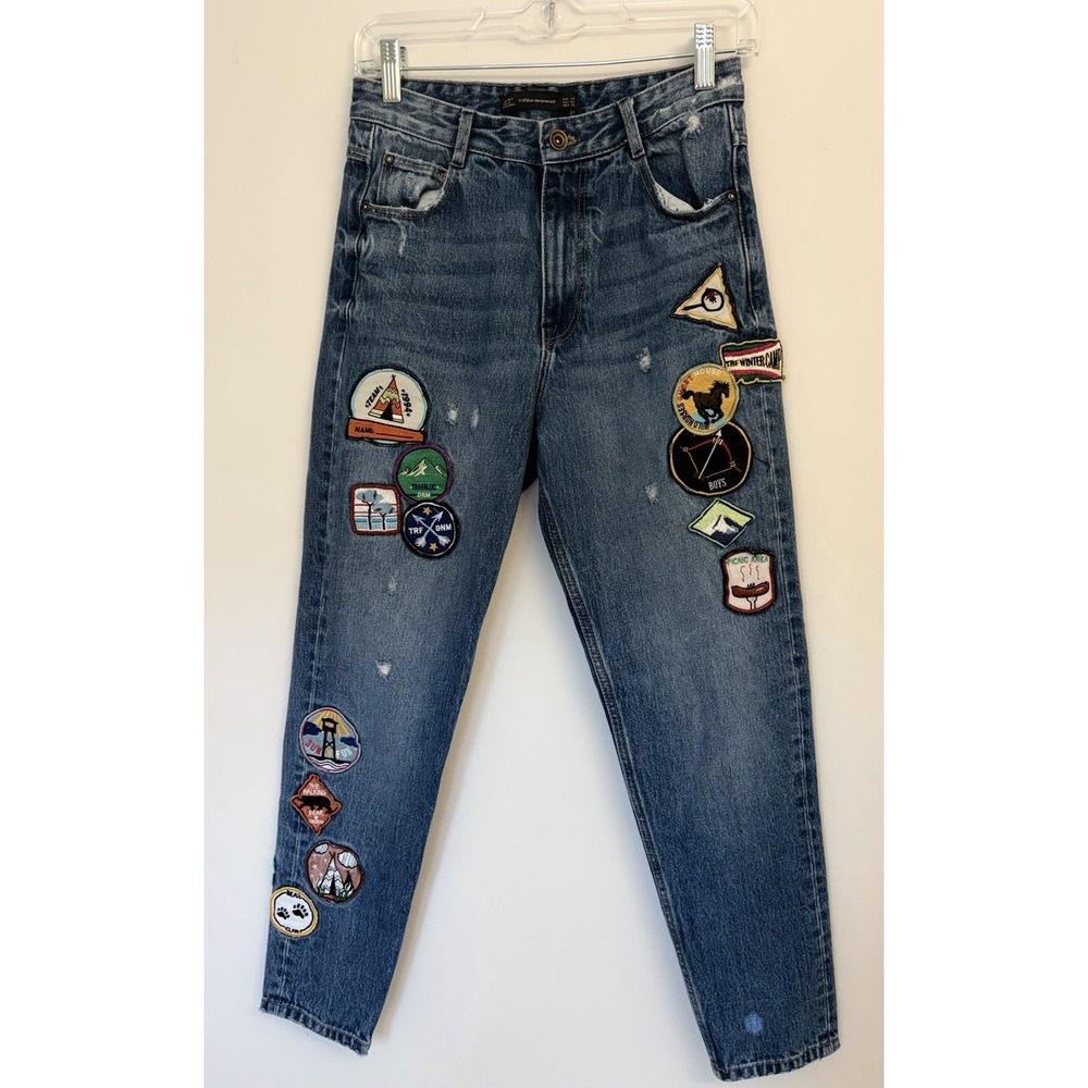 Zara Patch Jeans Dark Wash Trendy size 2